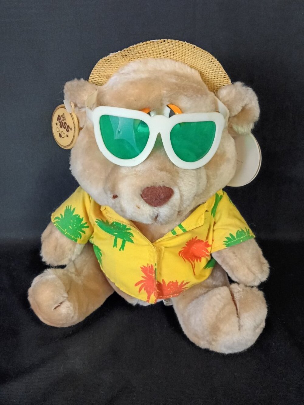 Vintage Russ Luv Pets Life's A Beach Bear Plush Tags Sunglasses Hat Teddy Cute